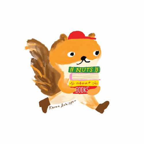 Nuts About Books Squirrel Vinyl Sticker