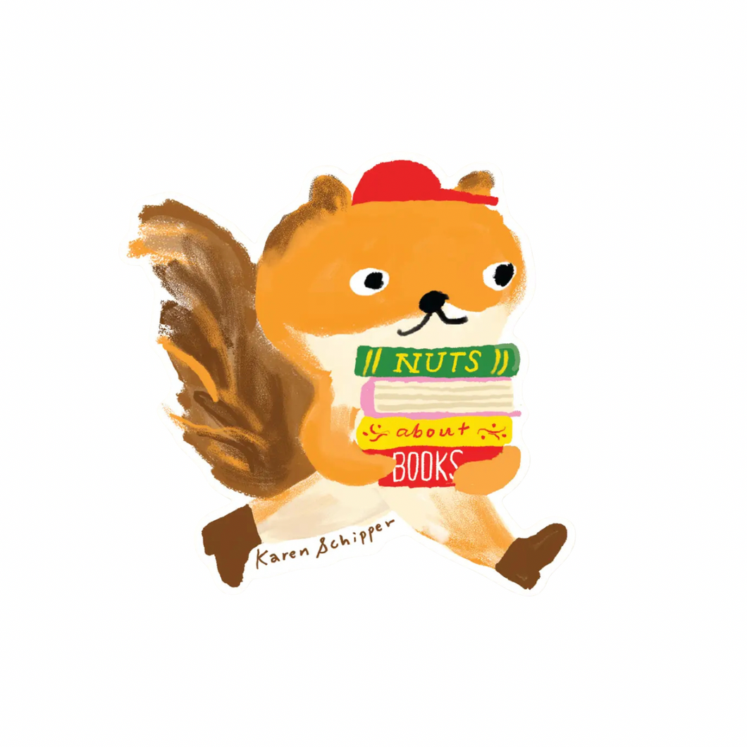 Nuts About Books Squirrel Vinyl Sticker