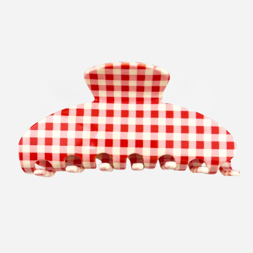 Millie Checked Claw Clip - Red