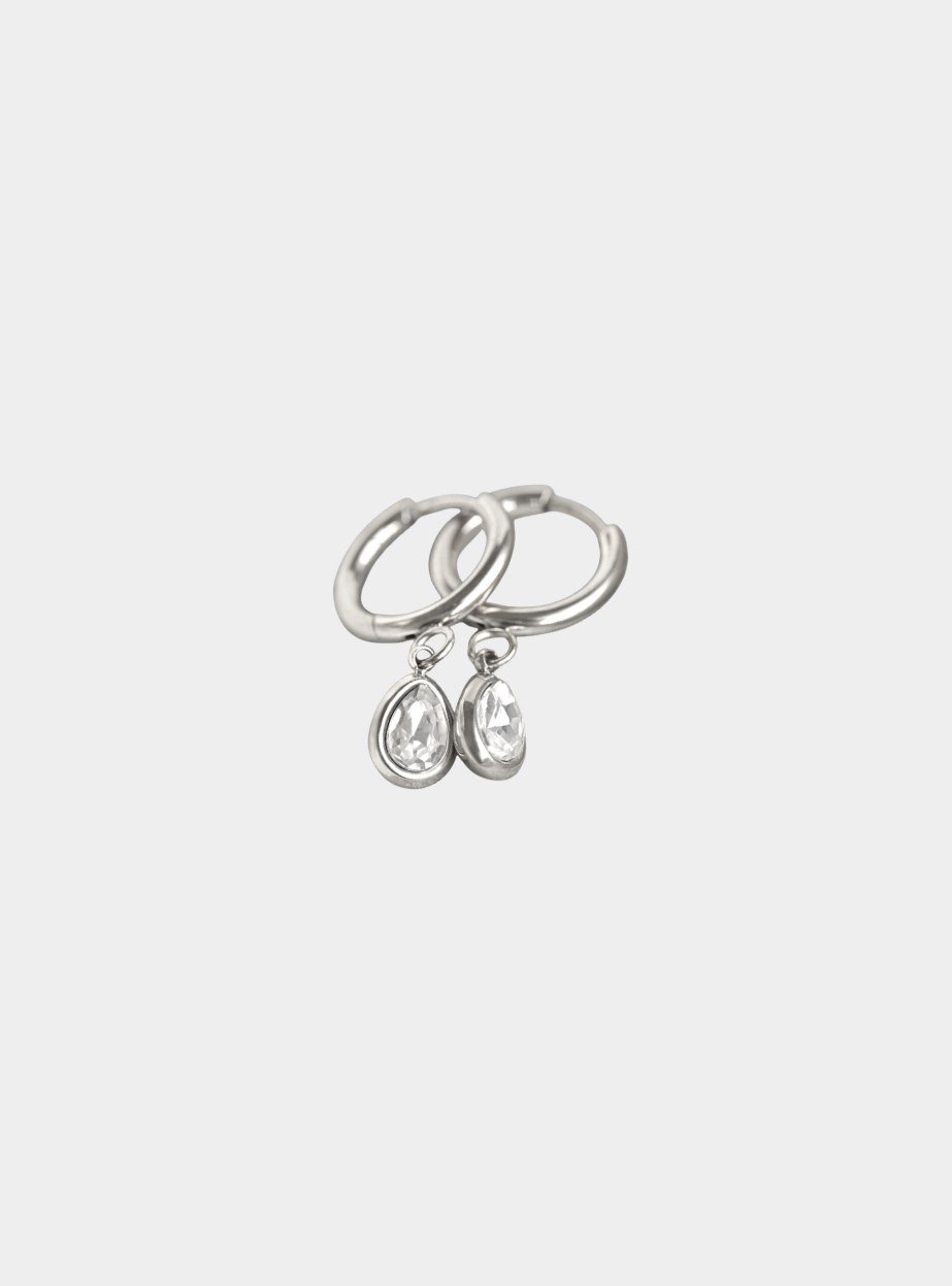 Mylo Teardrop Hoop Huggie Earrings - Silver