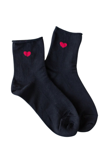 Little Heart Socks - Black