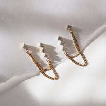 Bree Double Piercing Chain Earrings - Gold