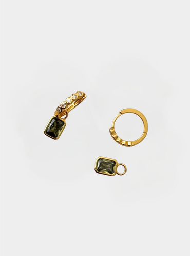Hailey Drop Earrings- Gold/Olive OR Silver/Olive