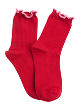 Francis Ruffle Socks - Red/Pink