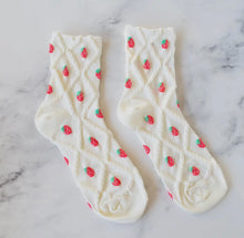 3D Strawberry Socks - White