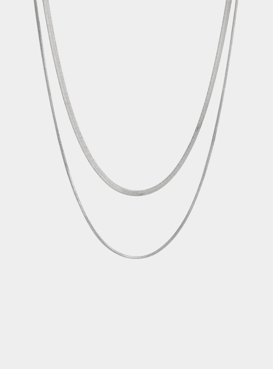 Phillis Double Necklace - Silver