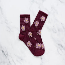 Hildi Floral Socks - Burgundy