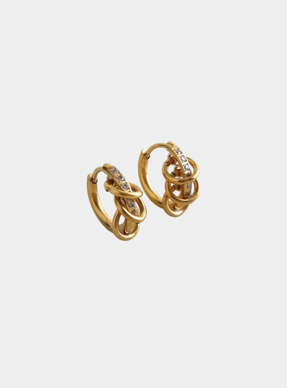 Delvie Triple Loop Hoop Earrings - Gold