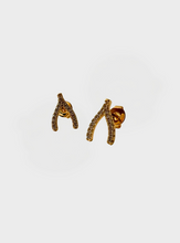 Mini Wishbone Stud Earrings - Gold