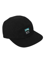 5 Panel Cap - Mtn Label - Black Melton Wool