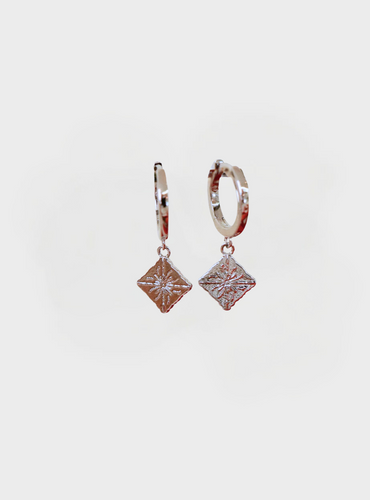 Telha Tile Huggie Hoops - Silver