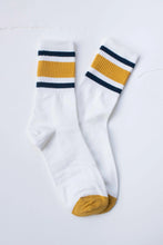 Unisex Athletic Stripe Crew Socks - Navy/Mustard