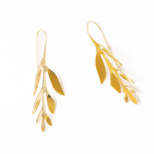Zoe Leaf Threader Earrings - Brass