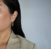 Safety Pin Pearl Earrings - Gold