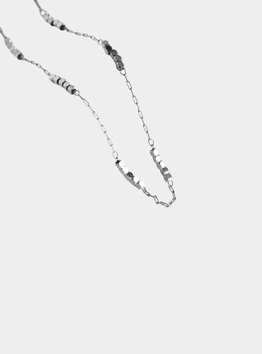Cube Beaded Chain Necklace - Silver