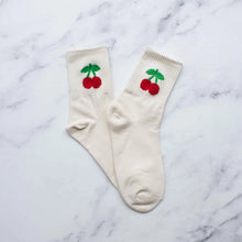 Cherry Puff Socks - Cream