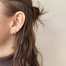 Petti Hoop Earrings with Black Zircons - Silver