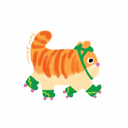 Roller Skate Cat Vinyl Sticker