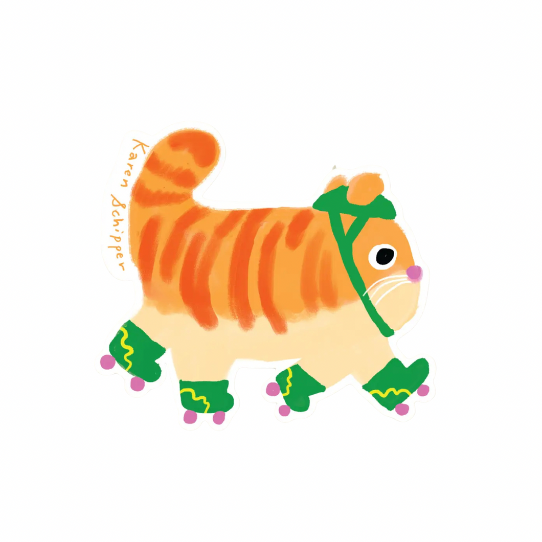 Roller Skate Cat Vinyl Sticker
