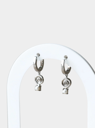 Spiral Pearl Earrings - Silver