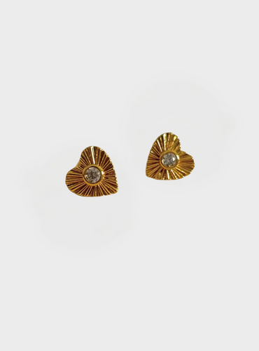 Sunburst Heart Studs