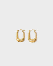 Ester Gold Ribbed Oval Hoop Earrings