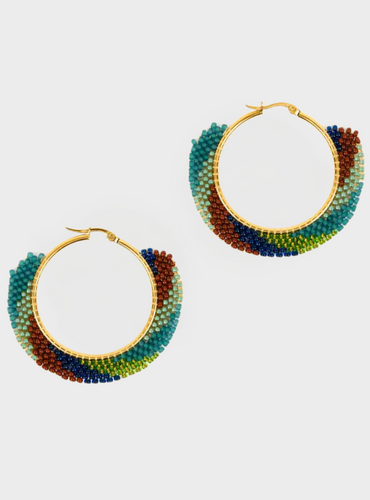 Swirl Beaded Hoop Earrings - III