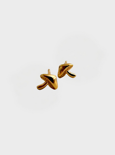 Mini Mushroom Stud Earrings - Gold