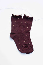 Mini Heart Ruffle Socks - Wine/Gold