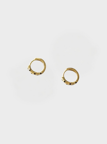 Petti Hoop Earrings with Black Zircons - Gold