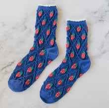 3D Strawberry Picnic Socks - Blue