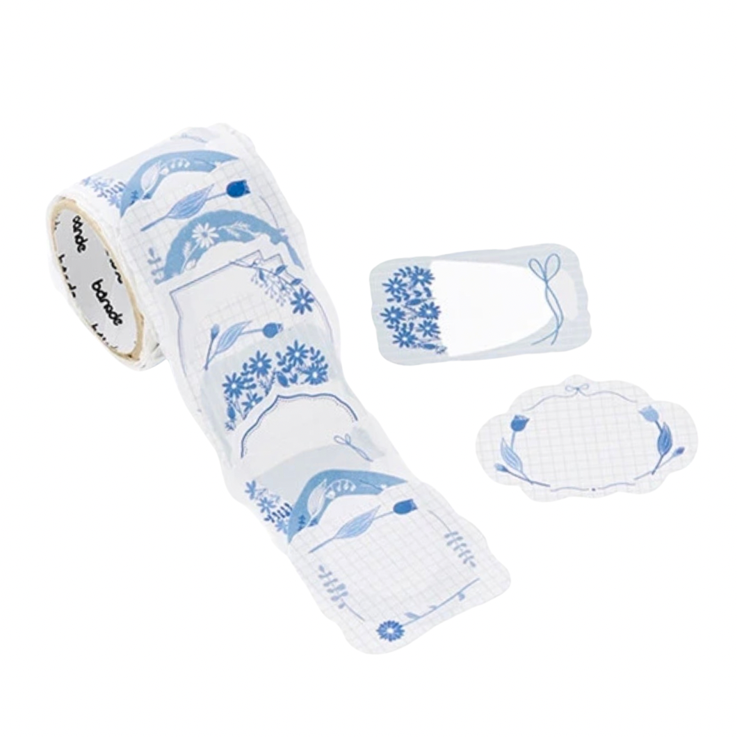 Washi Tape Sticker Roll - Blue Flowers