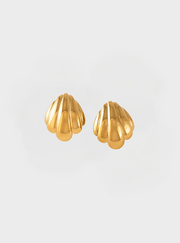 Waterproof Shell Post Earrings - Gold