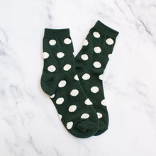 Polka Dots Puff Socks - Deep Green/Cream