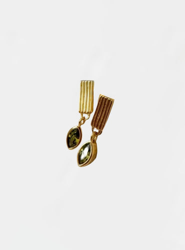 Jolie Drop Earrings - Gold/Green Stone