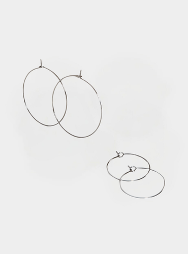 Wire Hoop Earrings (Small or Large) - Silver