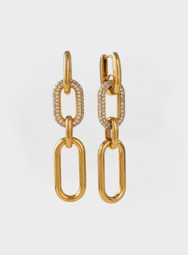 Solana Paperclip Triple Drop Hoop Earrings