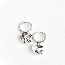 Wavy Disc Hoop Earrings - Silver