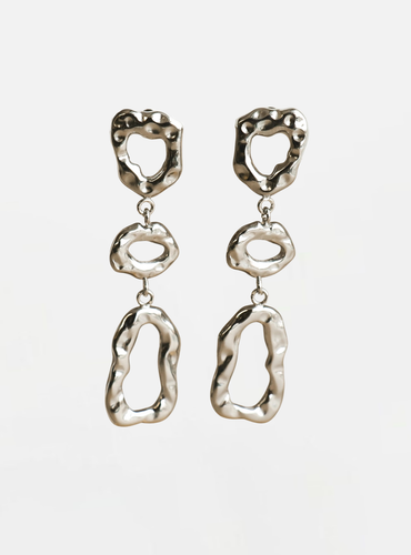 Marthia Hammered Drop Earrings - Silver