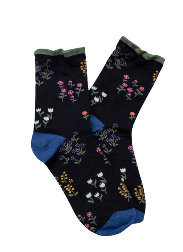 Penny Floral Socks - Black