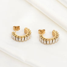 Jolie Baguette Hoop Earrings - Gold