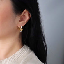 Vesper Pearl Star Double Hoop Earrings - Gold
