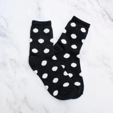 Polka Dots Puff Socks - Black/Cream