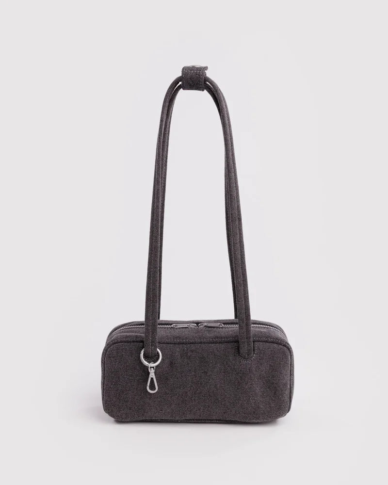 Small Denim Bowler Bag - Washed Black Denim