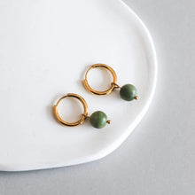 Roco Hoop Earrings - Green - Gold or Silver