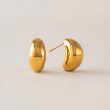 Waterproof Crest Dome Hoop Earrings - Gold