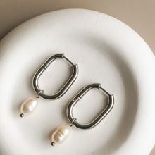 Raye Pearl Hoop Earrings - Silver