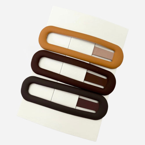Matte Oval Hair Clips - Set of 3 - Mix III