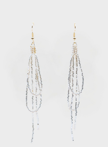 Nadia Bead Loop Earrings - Silver