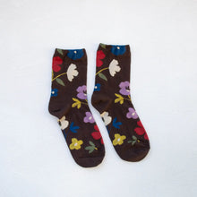 Julia Floral Socks - Chocolate